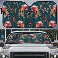 Dark Cyan Blue Bird of Batik Papua Auto Sun Shade Exotic Natural Wealth of Papua - Polynesian Pride