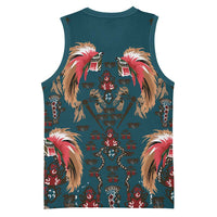Dark Cyan Blue Bird of Batik Papua Basketball Jersey Exotic Natural Wealth of Papua - Polynesian Pride