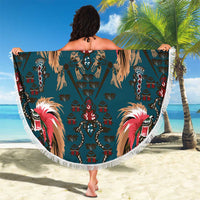 Dark Cyan Blue Bird of Batik Papua Beach Blanket Exotic Natural Wealth of Papua - Polynesian Pride