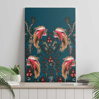 Dark Cyan Blue Bird of Batik Papua Canvas Wall Art Exotic Natural Wealth of Papua - Polynesian Pride