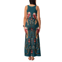 Dark Cyan Blue Bird of Batik Papua Family Matching Tank Maxi Dress and Hawaiian Shirt Exotic Natural Wealth of Papua - Polynesian Pride