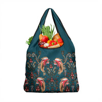 Dark Cyan Blue Bird of Batik Papua Grocery Bag Exotic Natural Wealth of Papua - Polynesian Pride