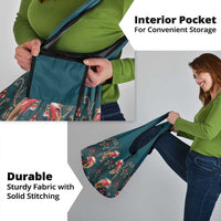 Dark Cyan Blue Bird of Batik Papua Grocery Bag Exotic Natural Wealth of Papua - Polynesian Pride