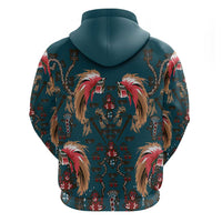 Dark Cyan Blue Bird of Batik Papua Hoodie Exotic Natural Wealth of Papua - Polynesian Pride