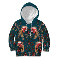 Dark Cyan Blue Bird of Batik Papua Kid Hoodie Exotic Natural Wealth of Papua - Polynesian Pride