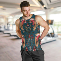 Dark Cyan Blue Bird of Batik Papua Men Tank Top Exotic Natural Wealth of Papua - Polynesian Pride