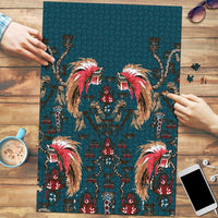Dark Cyan Blue Bird of Batik Papua Puzzle Exotic Natural Wealth of Papua - Polynesian Pride