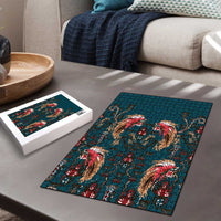 Dark Cyan Blue Bird of Batik Papua Puzzle Exotic Natural Wealth of Papua - Polynesian Pride