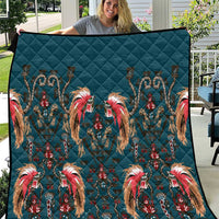 Dark Cyan Blue Bird of Batik Papua Quilt Exotic Natural Wealth of Papua - Polynesian Pride