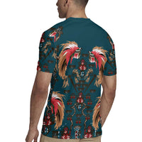 Dark Cyan Blue Bird of Batik Papua Rugby Jersey Exotic Natural Wealth of Papua - Polynesian Pride