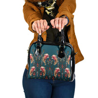 Dark Cyan Blue Bird of Batik Papua Shoulder Handbag Exotic Natural Wealth of Papua - Polynesian Pride
