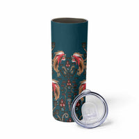 Dark Cyan Blue Bird of Batik Papua Skinny Tumbler Exotic Natural Wealth of Papua - Polynesian Pride