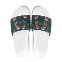 Dark Cyan Blue Bird of Batik Papua Slide Sandals Exotic Natural Wealth of Papua - Polynesian Pride