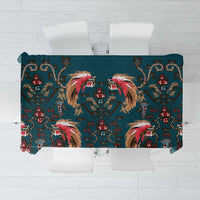 Dark Cyan Blue Bird of Batik Papua Tablecloth Exotic Natural Wealth of Papua - Polynesian Pride