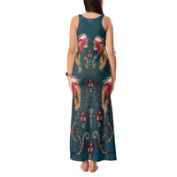 Dark Cyan Blue Bird of Batik Papua Tank Maxi Dress Exotic Natural Wealth of Papua - Polynesian Pride