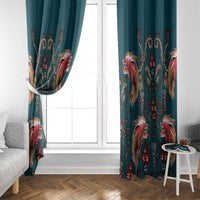 Dark Cyan Blue Bird of Batik Papua Window Curtain Exotic Natural Wealth of Papua - Polynesian Pride