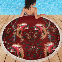 Oxblood Bird of Batik Papua Beach Blanket Exotic Natural Wealth of Papua - Polynesian Pride