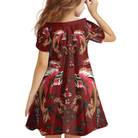 Oxblood Bird of Batik Papua Family Matching Off The Shoulder Long Sleeve Dress and Hawaiian Shirt Exotic Natural Wealth of Papua - Polynesian Pride