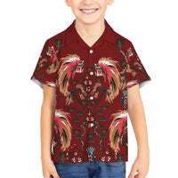 Oxblood Bird of Batik Papua Family Matching Puletasi and Hawaiian Shirt Exotic Natural Wealth of Papua - Polynesian Pride