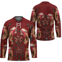 Oxblood Bird of Batik Papua Hockey Jersey Exotic Natural Wealth of Papua LT9 - Polynesian Pride
