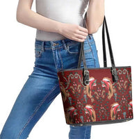 Oxblood Bird of Batik Papua Leather Tote Bag Exotic Natural Wealth of Papua LT9 - Polynesian Pride