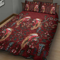 Oxblood Bird of Batik Papua Quilt Bed Set Exotic Natural Wealth of Papua - Polynesian Pride