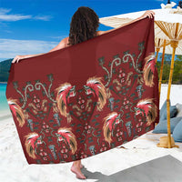 Oxblood Bird of Batik Papua Sarong Exotic Natural Wealth of Papua - Polynesian Pride