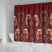 Oxblood Bird of Batik Papua Shower Curtain Exotic Natural Wealth of Papua - Polynesian Pride