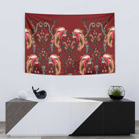 Oxblood Bird of Batik Papua Tapestry Exotic Natural Wealth of Papua - Polynesian Pride
