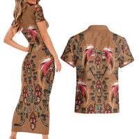 Terracotta Bird of Batik Papua Couples Matching Short Sleeve Bodycon Dress and Hawaiian Shirt Exotic Natural Wealth of Papua - Polynesian Pride