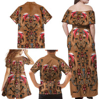 Terracotta Bird of Batik Papua Family Matching Off Shoulder Maxi Dress and Hawaiian Shirt Exotic Natural Wealth of Papua - Polynesian Pride