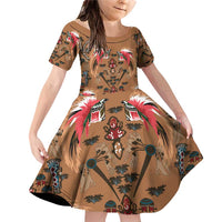 Terracotta Bird of Batik Papua Family Matching Off Shoulder Short Dress and Hawaiian Shirt Exotic Natural Wealth of Papua - Polynesian Pride
