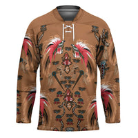 Terracotta Bird of Batik Papua Hockey Jersey Exotic Natural Wealth of Papua LT9 Unisex Gold - Polynesian Pride