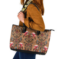 Terracotta Bird of Batik Papua Leather Tote Bag Exotic Natural Wealth of Papua LT9 Gold - Polynesian Pride