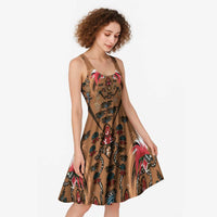 Terracotta Bird of Batik Papua Midi Dress Exotic Natural Wealth of Papua - Polynesian Pride