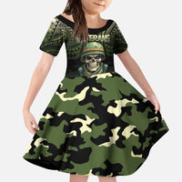 Veterans Day Kid Short Sleeve Dress War Never Leaves A Veteran Proud Military
