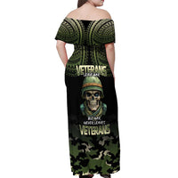 Veterans Day Off Shoulder Maxi Dress War Never Leaves A Veteran Proud Military LT9 - Polynesian Pride