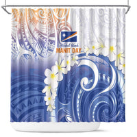 Marshall Islands Manit Day Shower Curtain Plumeria and Polynesian Tribal