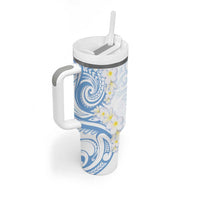 Palau 1981 Tribal Tattoo Tumbler With Handle with Belau Plumeria Flowers