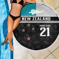 Custom NZ Cricket Pride Beach Blanket Silver Fern Fan Supporter Apparel - Polynesian Pride