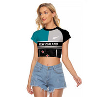 Custom NZ Cricket Pride Raglan Cropped T Shirt Silver Fern Fan Supporter Apparel - Polynesian Pride