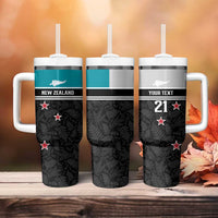 Custom NZ Cricket Pride Tumbler With Handle Silver Fern Fan Supporter Apparel - Polynesian Pride