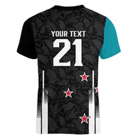 Custom NZ Cricket Pride Women V-Neck T-Shirt Silver Fern Fan Supporter Apparel - Polynesian Pride