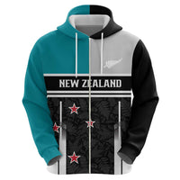 Custom NZ Cricket Pride Zip Hoodie Silver Fern Fan Supporter Apparel - Polynesian Pride