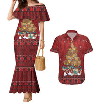 Funny Kiwi Bird Xmas Tree Couples Matching Mermaid Dress and Hawaiian Shirt New Zealand Tribal Christmas Spirit - Polynesian Pride
