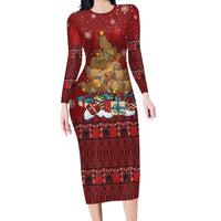 Funny Kiwi Bird Xmas Tree Family Matching Long Sleeve Bodycon Dress and Hawaiian Shirt New Zealand Tribal Christmas Spirit - Polynesian Pride