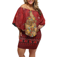 Funny Kiwi Bird Xmas Tree Family Matching Off Shoulder Short Dress and Hawaiian Shirt New Zealand Tribal Christmas Spirit - Polynesian Pride