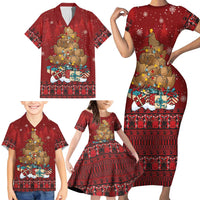 Funny Kiwi Bird Xmas Tree Family Matching Short Sleeve Bodycon Dress and Hawaiian Shirt New Zealand Tribal Christmas Spirit - Polynesian Pride