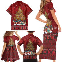 Funny Kiwi Bird Xmas Tree Family Matching Short Sleeve Bodycon Dress and Hawaiian Shirt New Zealand Tribal Christmas Spirit - Polynesian Pride