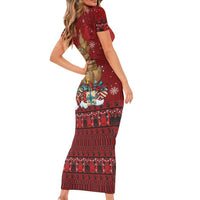 Funny Kiwi Bird Xmas Tree Family Matching Short Sleeve Bodycon Dress and Hawaiian Shirt New Zealand Tribal Christmas Spirit - Polynesian Pride